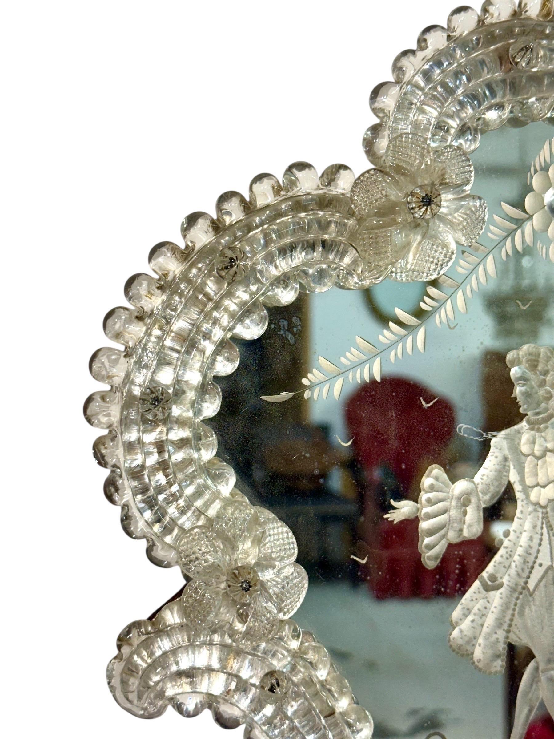 Miroir vénitien du XIXe siècle à décor gravé raffiné en vente 3