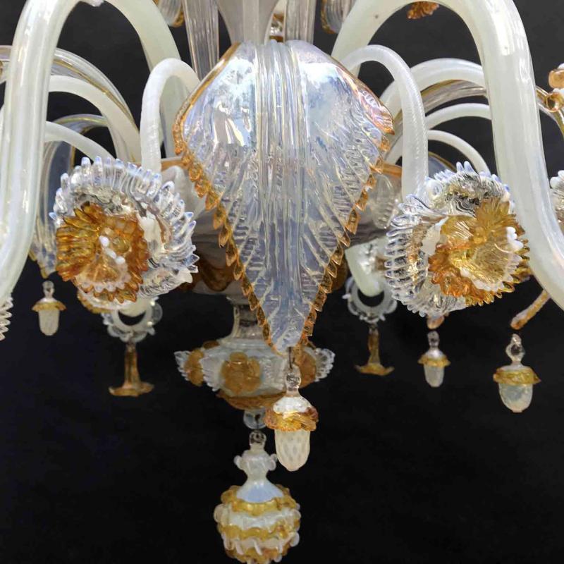 19th Century Venetian Murano Chandelier Opalescent Iridescent Glass  4