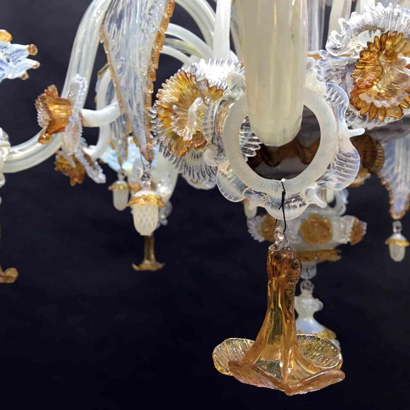 19th Century Venetian Murano Chandelier Opalescent Iridescent Glass  2