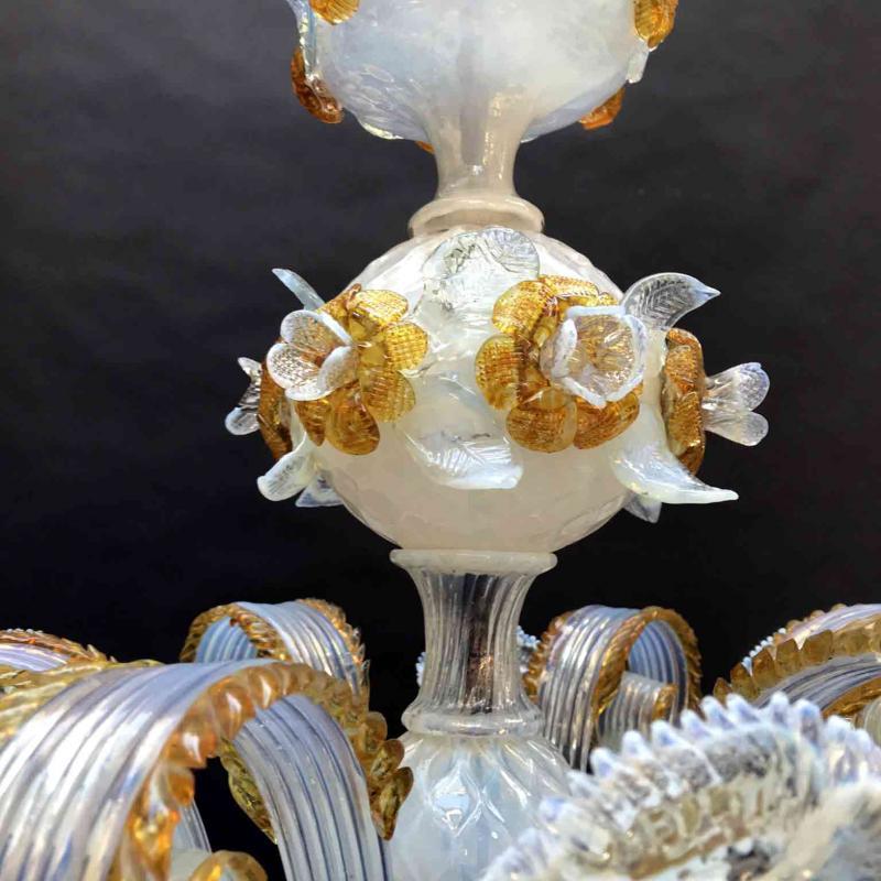 19th Century Venetian Murano Chandelier Opalescent Iridescent Glass  3