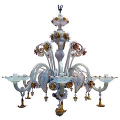 19th Century Venetian Murano Chandelier Opalescent Iridescent Glass 