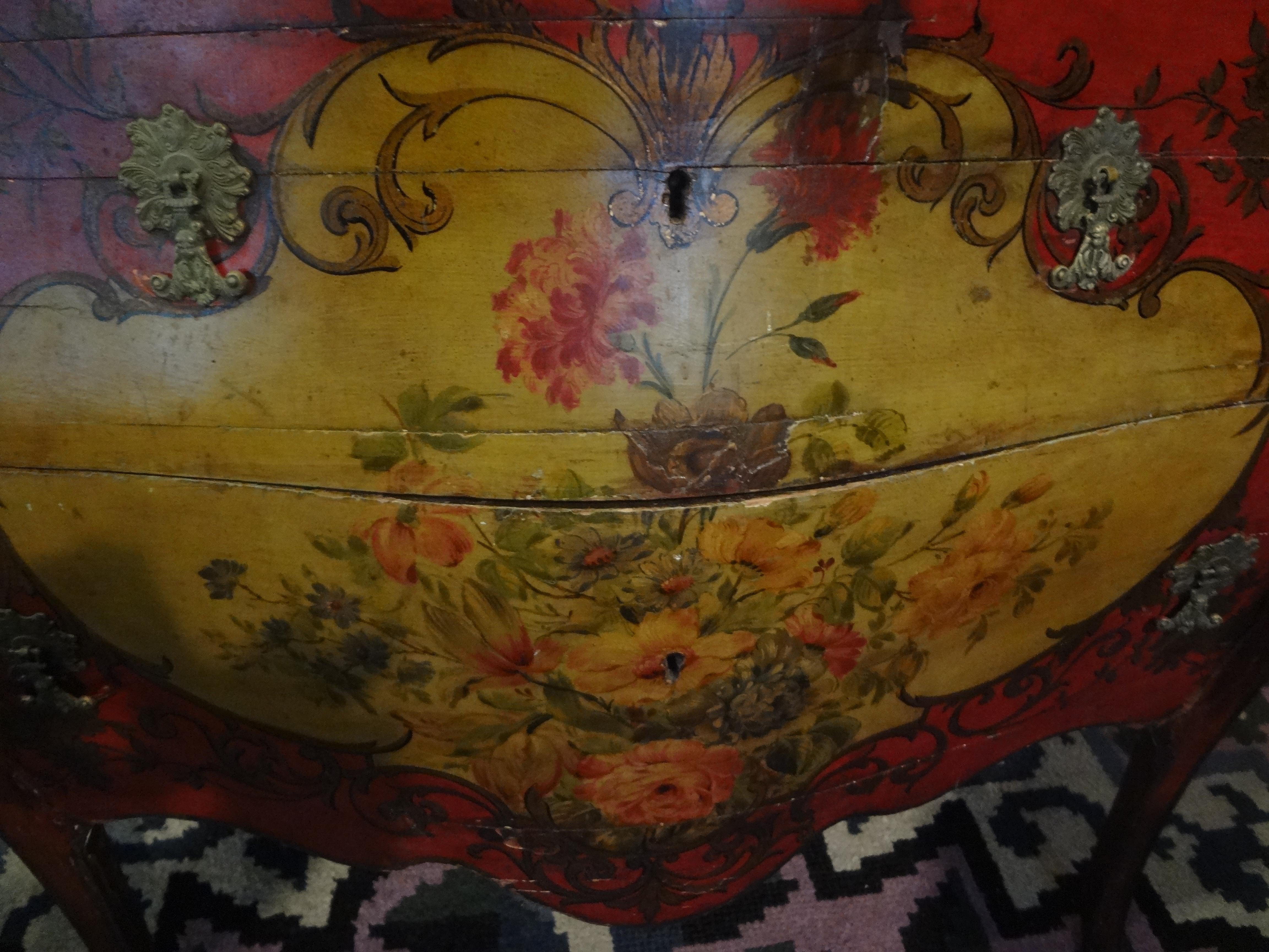 Louis XV 19th Century Venetian Painted Commode Or Chest For Sale