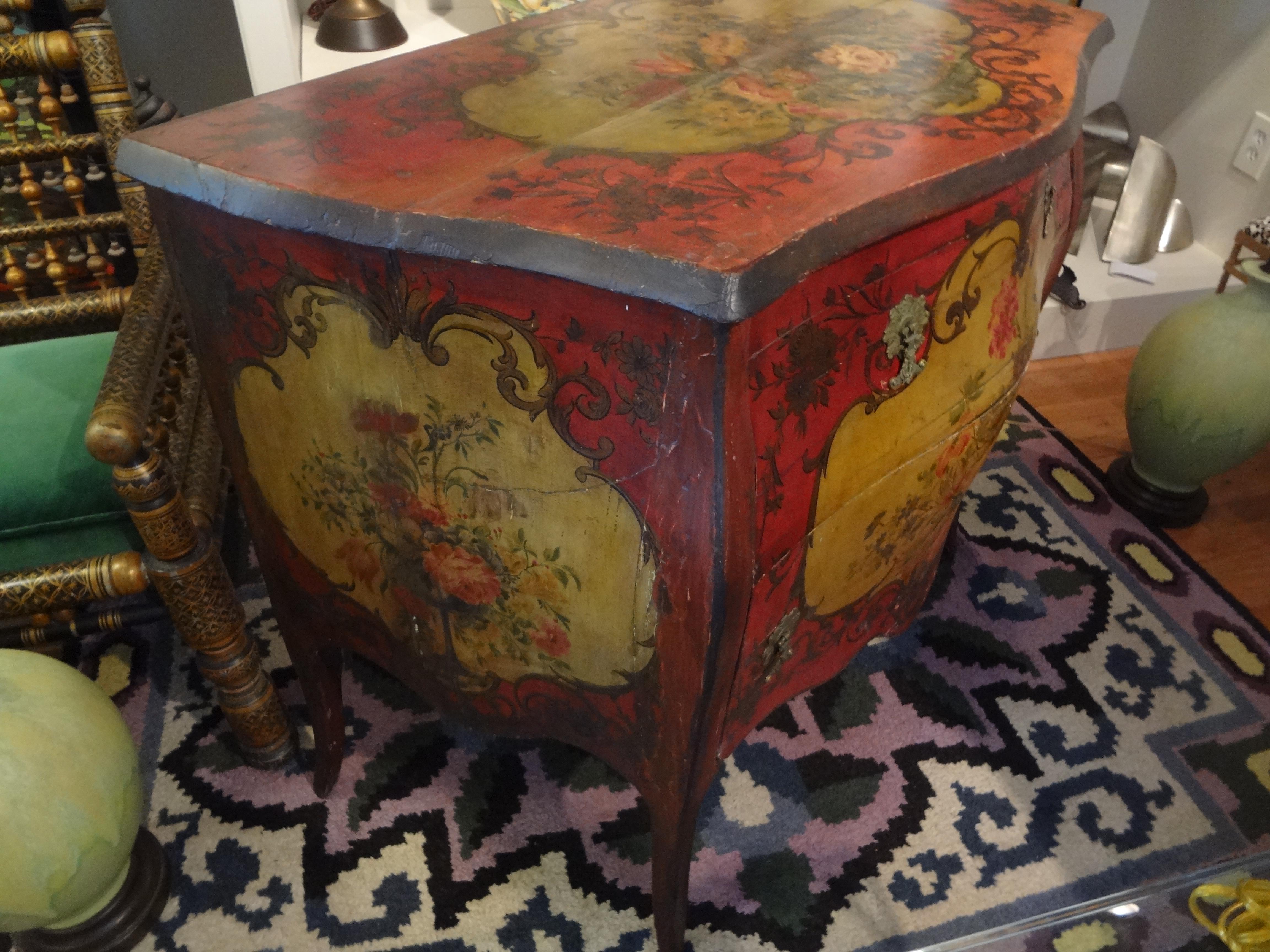 Italian 19th Century Venetian Painted Commode Or Chest For Sale