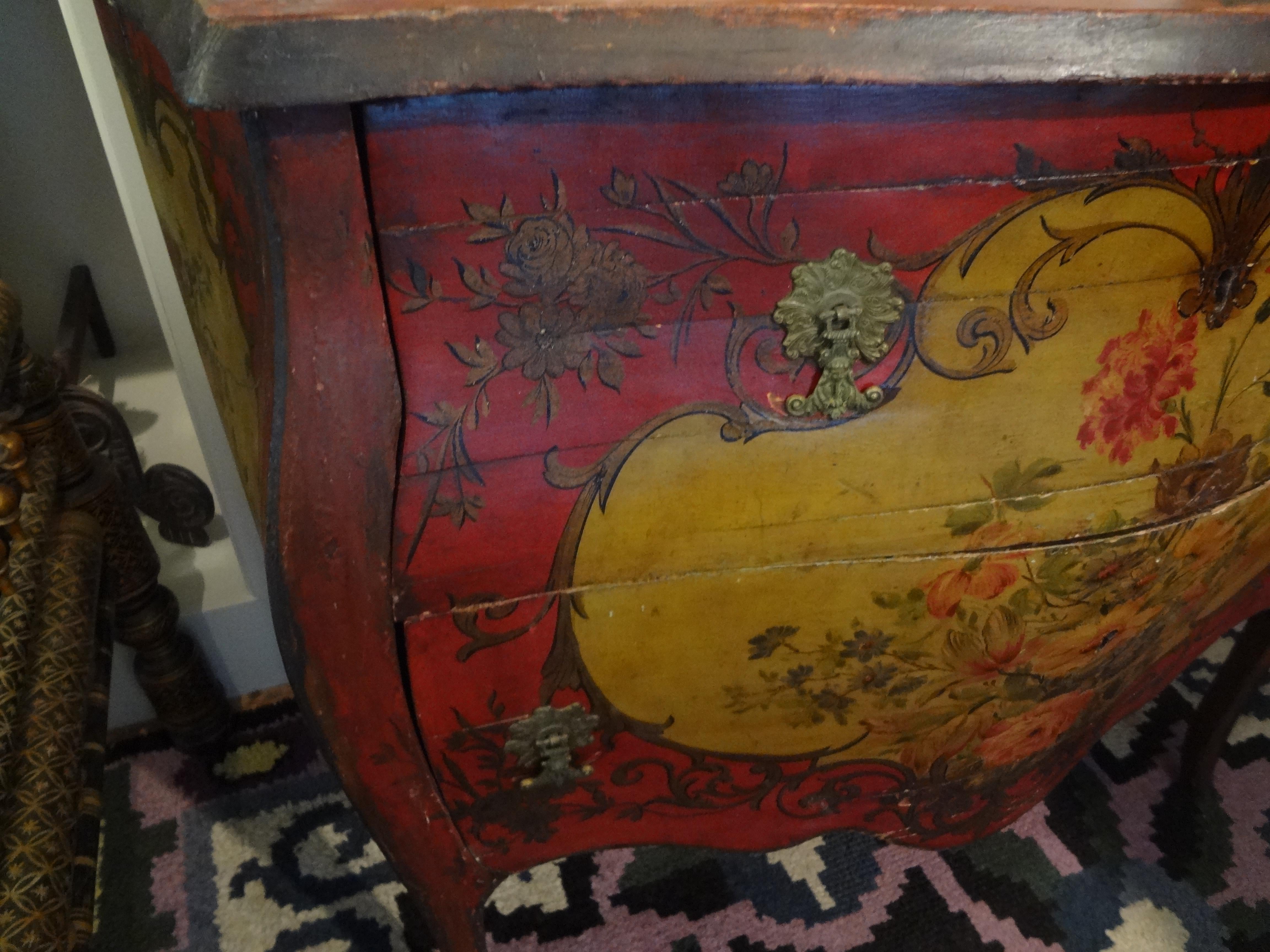 19th Century Venetian Painted Commode Or Chest In Good Condition For Sale In Houston, TX