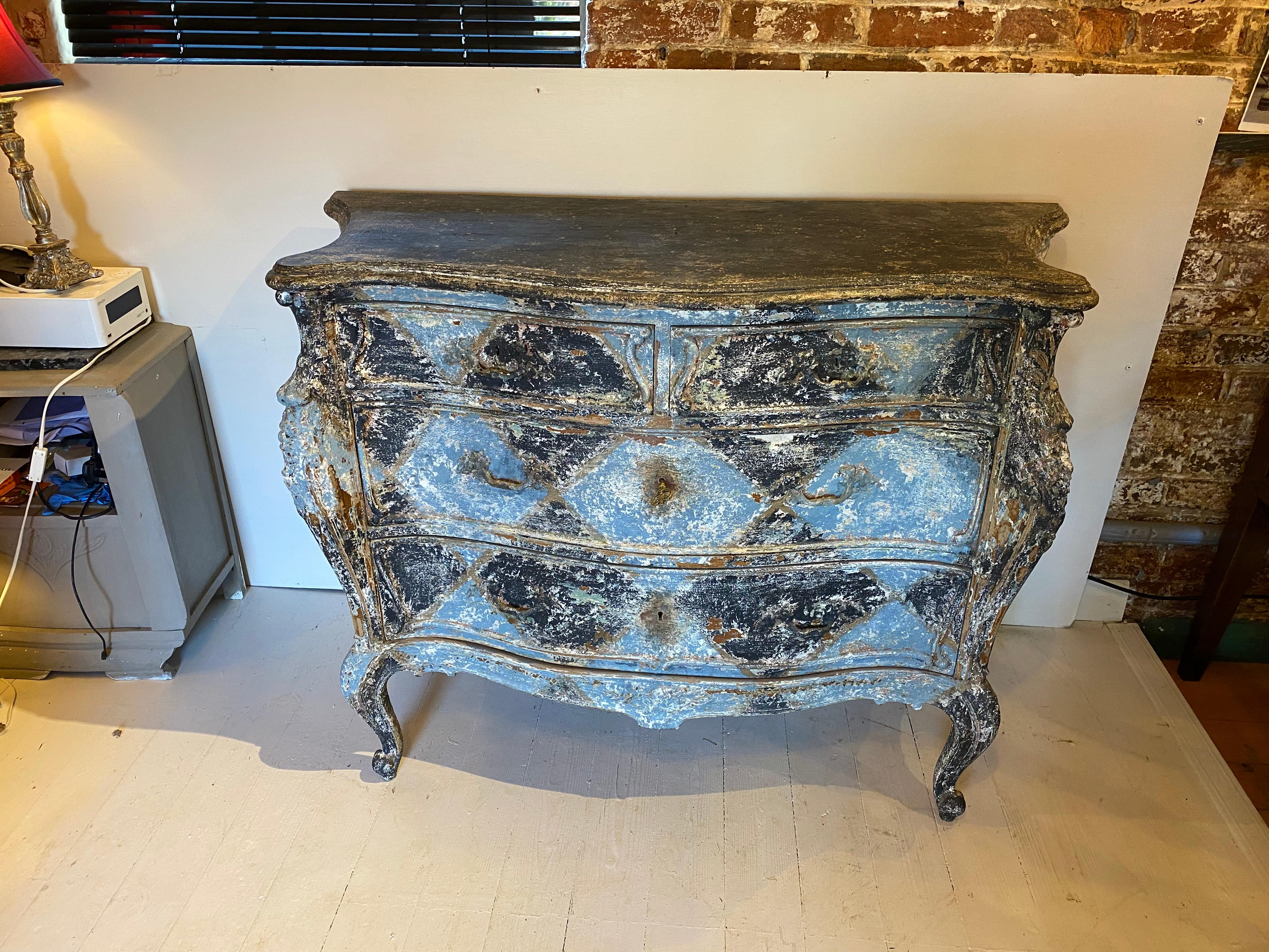 Louis XV 19th Century Venetian Painted Commode Chest