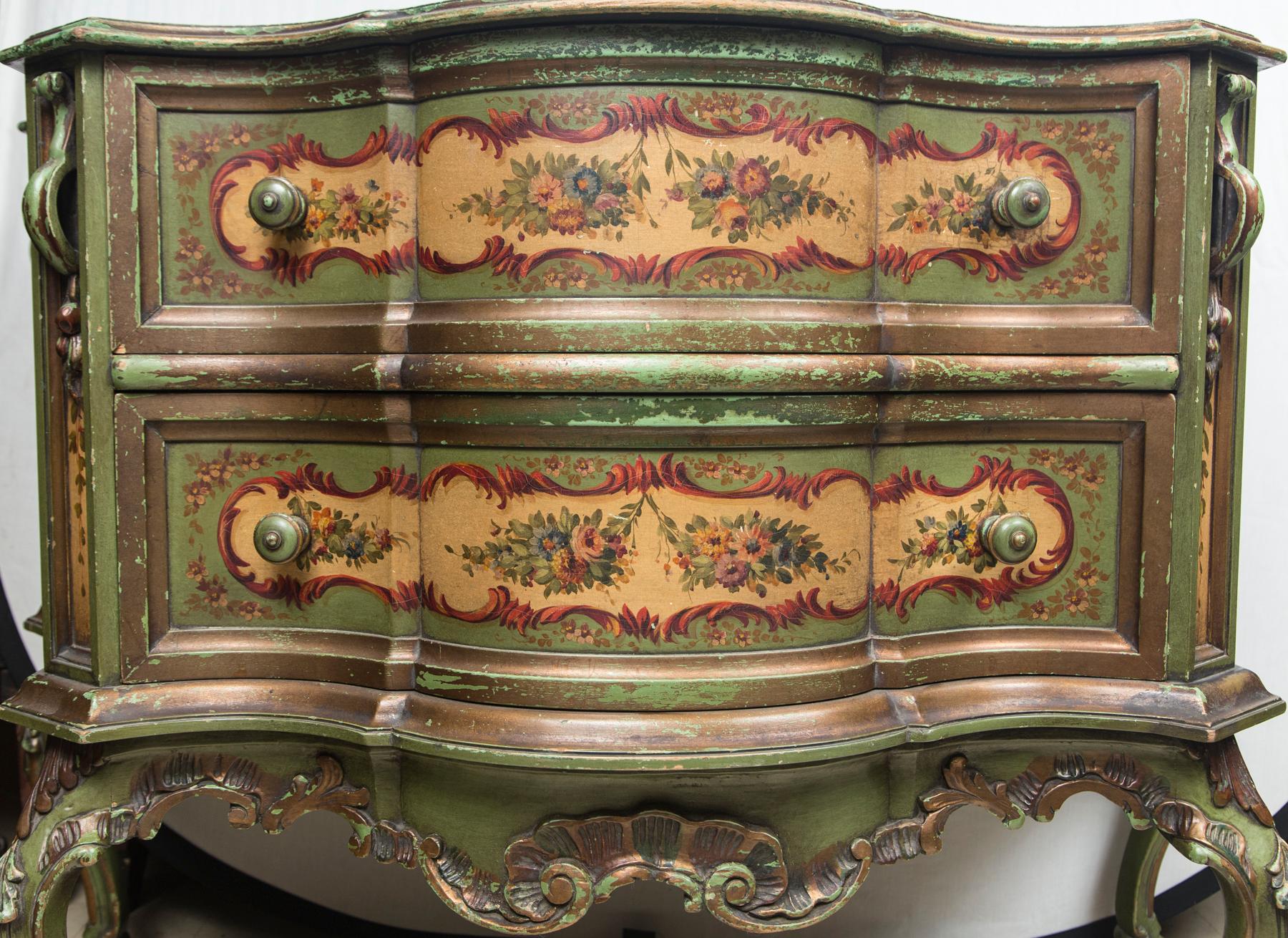 Hand-Painted 19th Century Venetian Painted  Commode For Sale