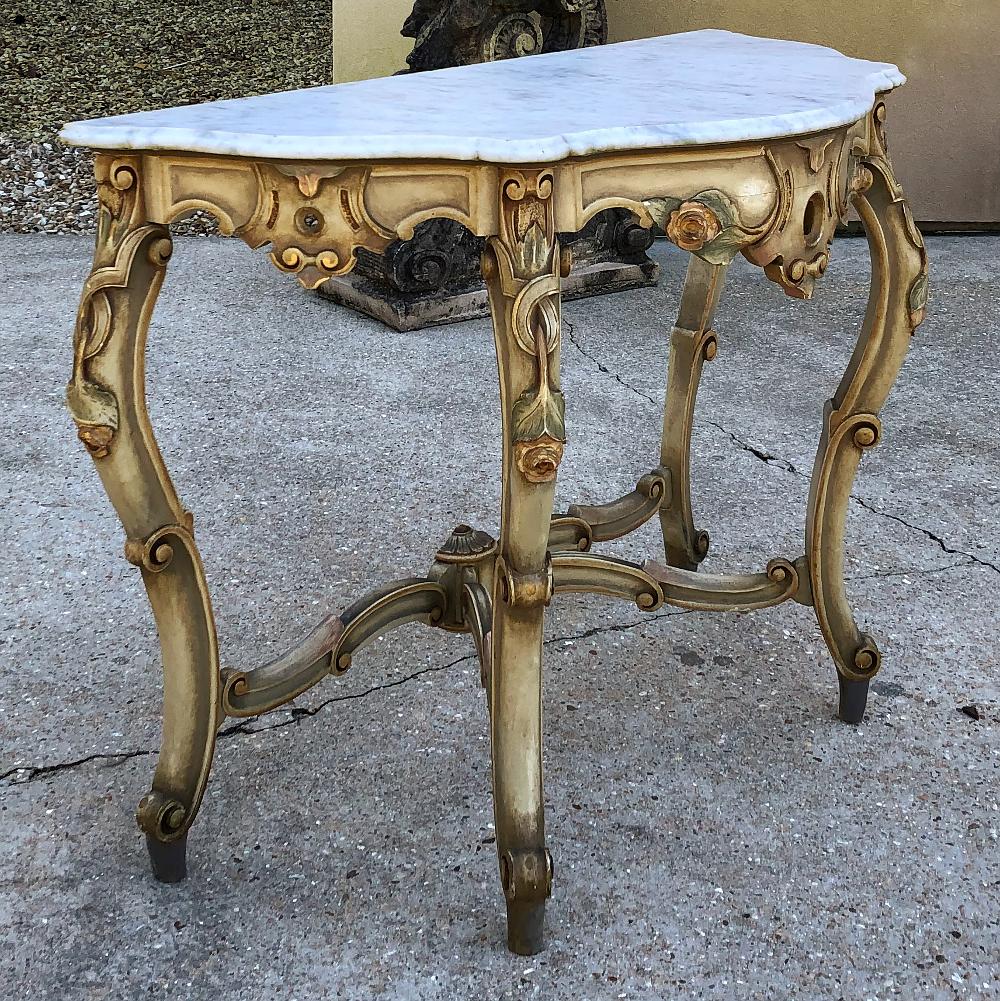 Baroque Revival 19th Century Venetian Painted Marble-Top Console