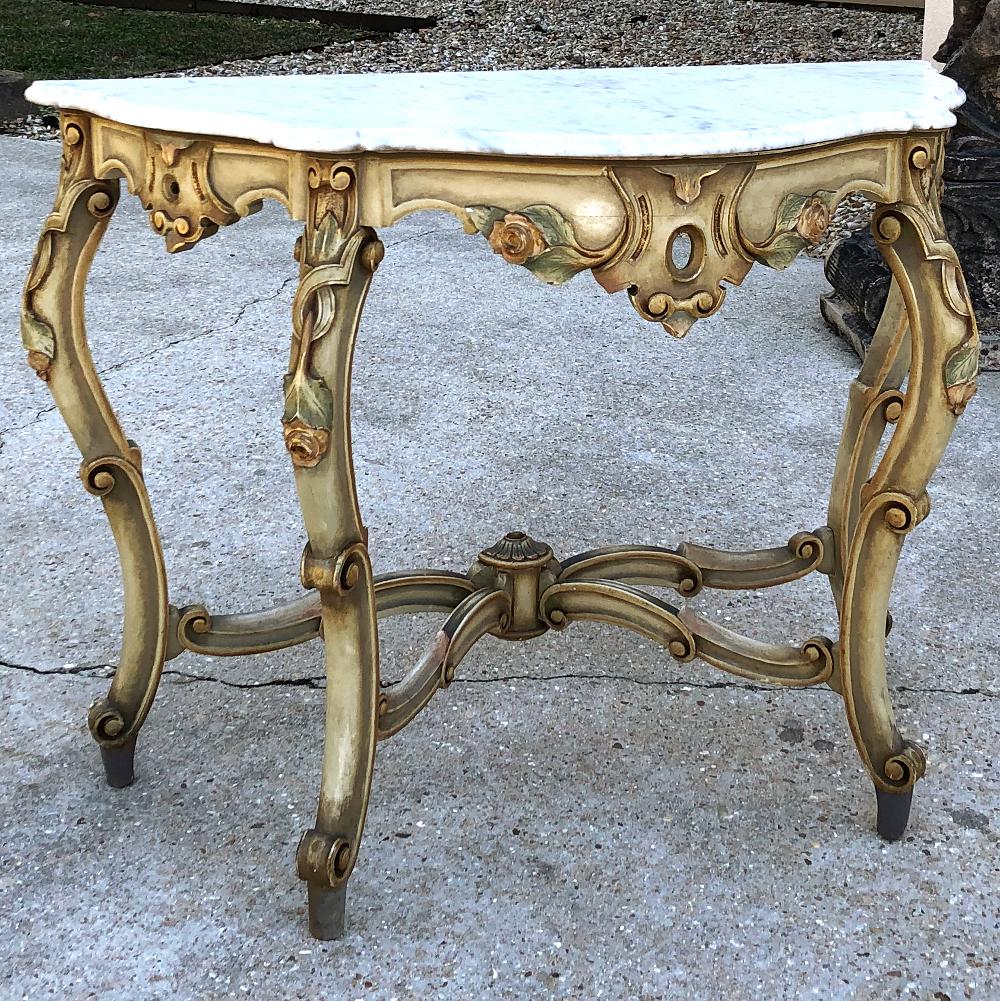 Italian 19th Century Venetian Painted Marble-Top Console
