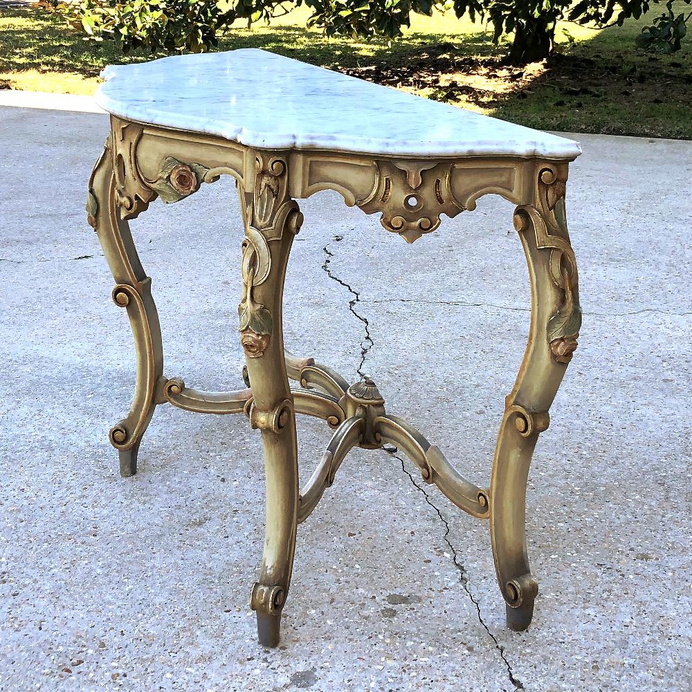 19th Century Venetian Painted Marble-Top Console In Good Condition In Dallas, TX
