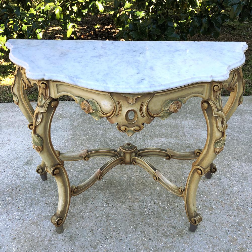 Late 19th Century 19th Century Venetian Painted Marble-Top Console