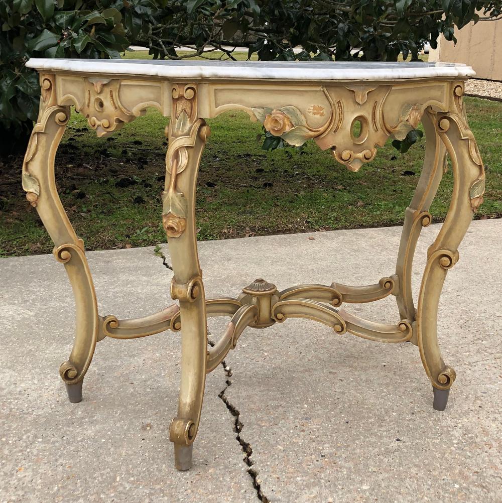 Carrara Marble 19th Century Venetian Painted Marble-Top Console