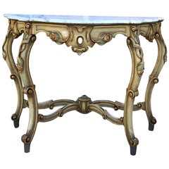 19th Century Venetian Painted Marble-Top Console