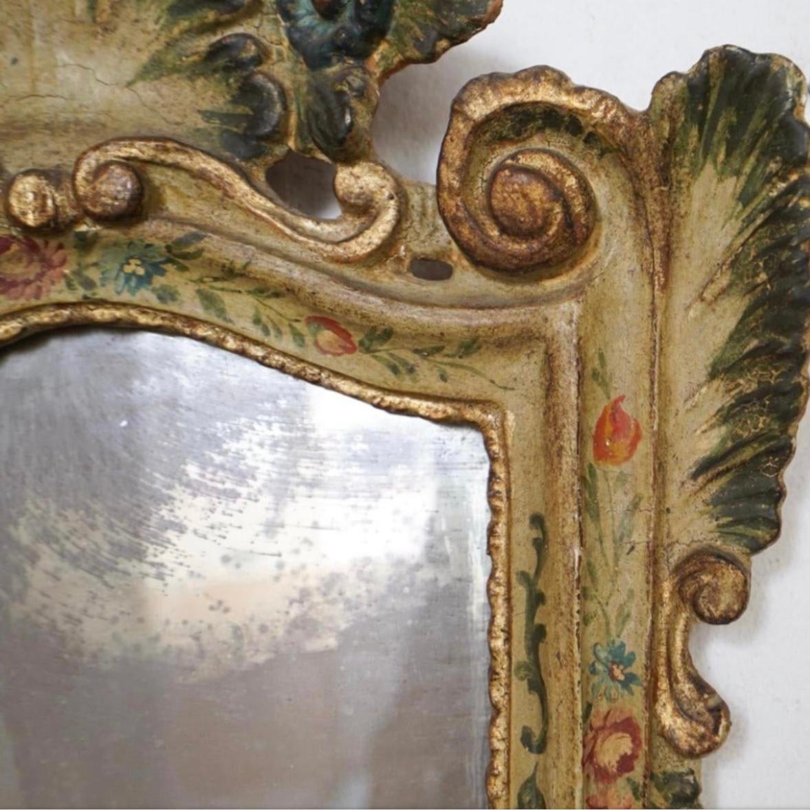 Louis XV 19th Century Venetian Painted Mirror