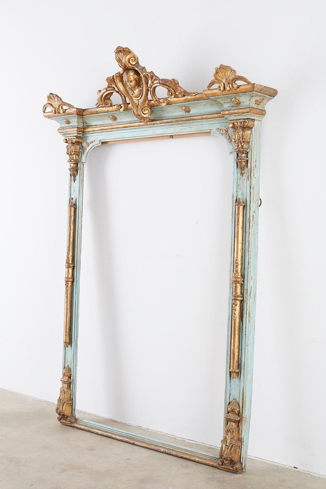 Giltwood 19th Century Venetian Painted Mirror Frame or Picture Frame