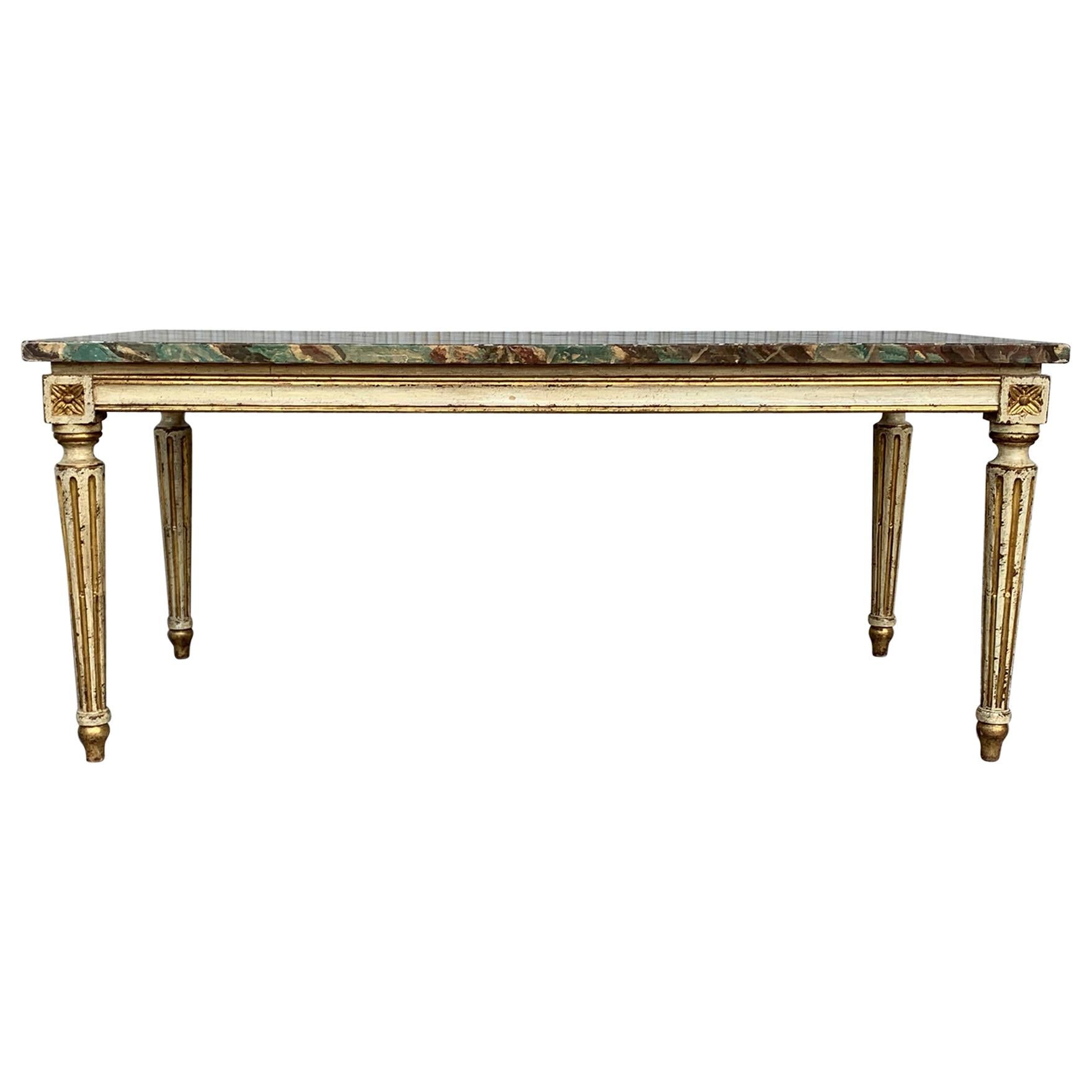 19th Century Venetian Parcel-Gilt Coffee Table with Faux Marble Top For Sale