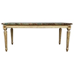 Antique 19th Century Venetian Parcel-Gilt Coffee Table with Faux Marble Top