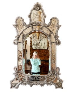 19th Century Venetian Rococo Parclose Mirror, Handcrafted Glass, Italy