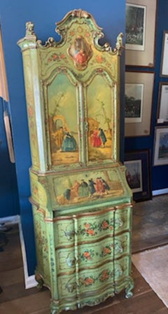 19th Century Venetian Rococo Style Painted Desk