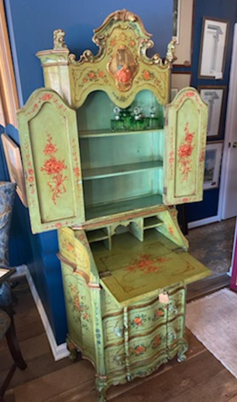Hand-Painted 19th Century Venetian Rococo Style Painted Desk