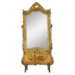 19th Century Venetian Rococo Style Painted Cheval Mirror