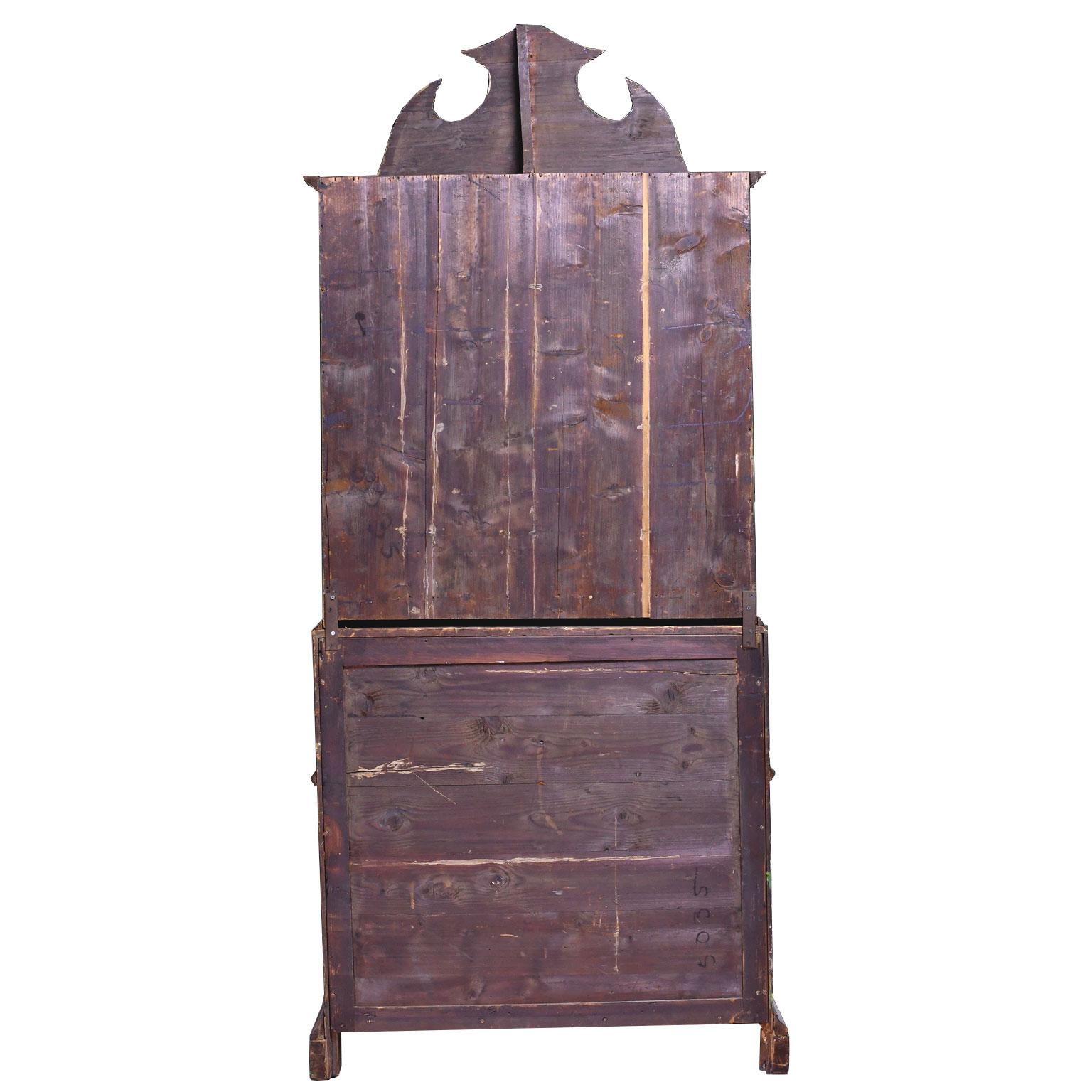 19th Century Venetian Secretary Bookcase with Painted Scenes and Floral Sprays For Sale 12