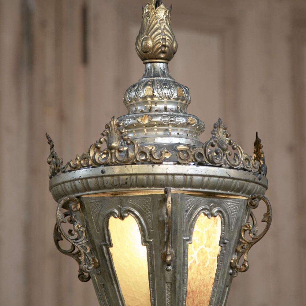 Italian 19th Century Venetian Silvered Brass Lantern Chandelier For Sale