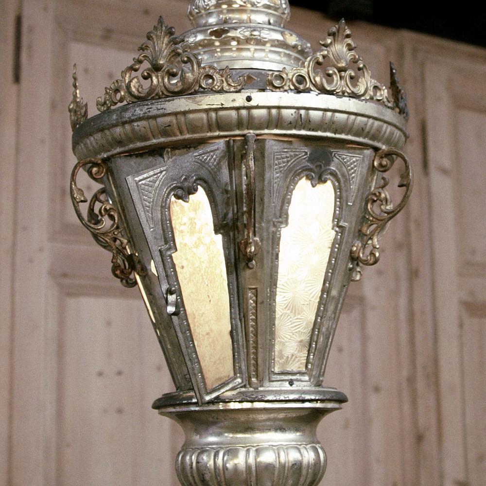 19th Century Venetian Silvered Brass Lantern Chandelier For Sale 2