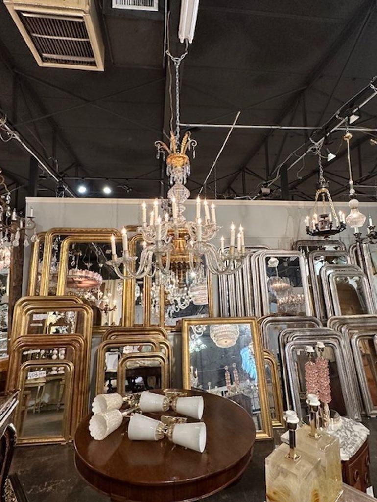 Lampadario veneziano del XIX secolo con bracci in vetro e legno dorato in vendita 3