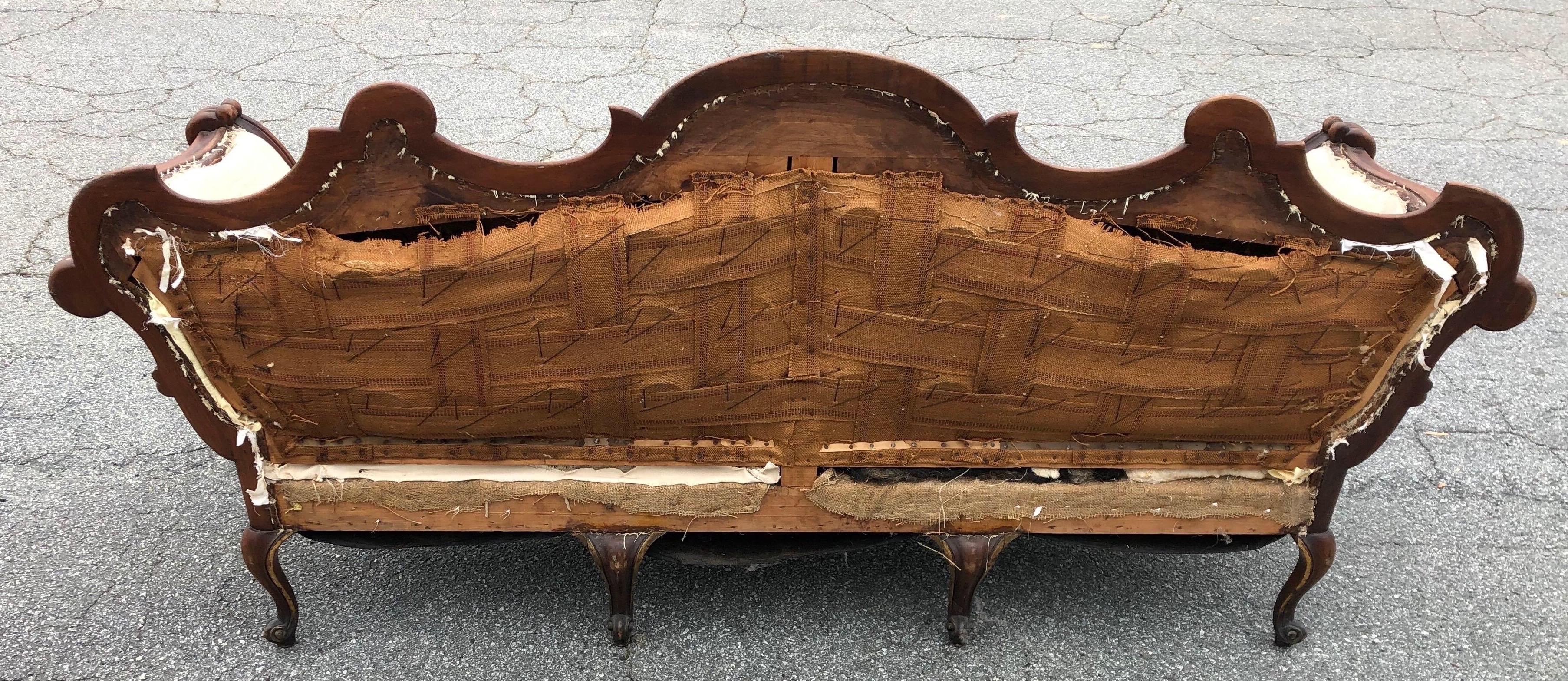 19th Century Venetian Walnut Sofa In Good Condition In Charleston, SC