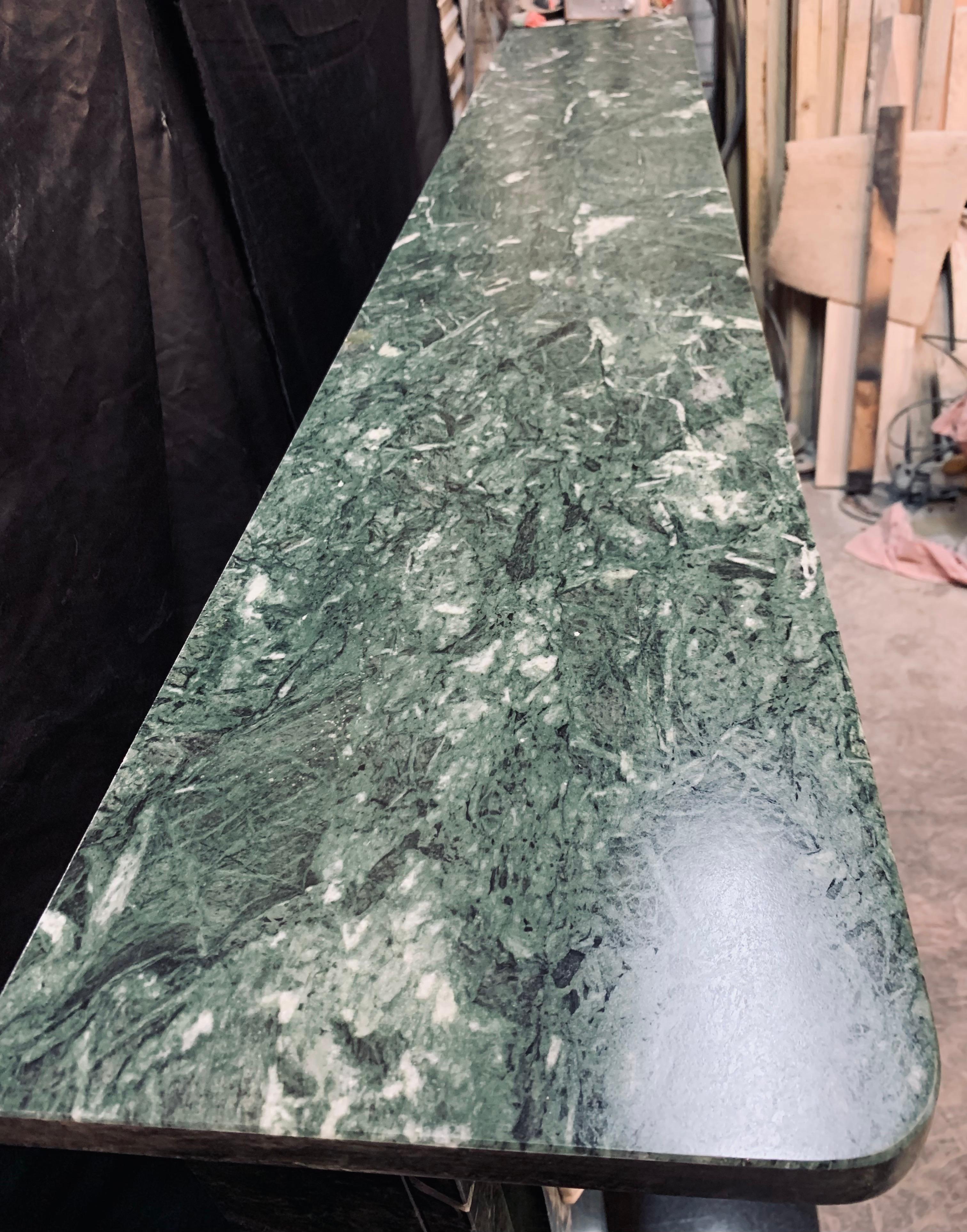 19th Century Verde Antico Marble Corbeled Fireplace Surround For Sale 4