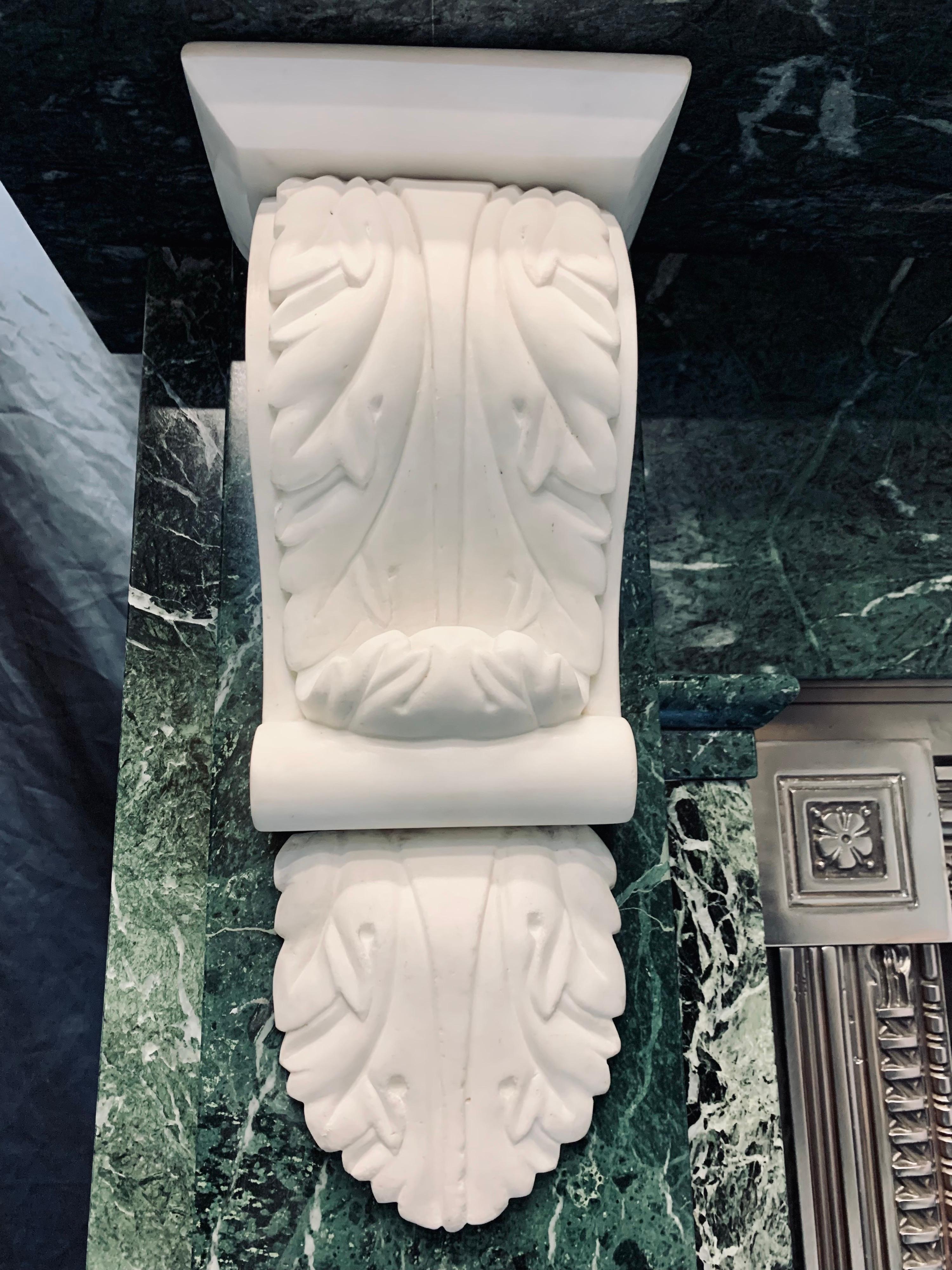 19th Century Verde Antico Marble Corbeled Fireplace Surround For Sale 5