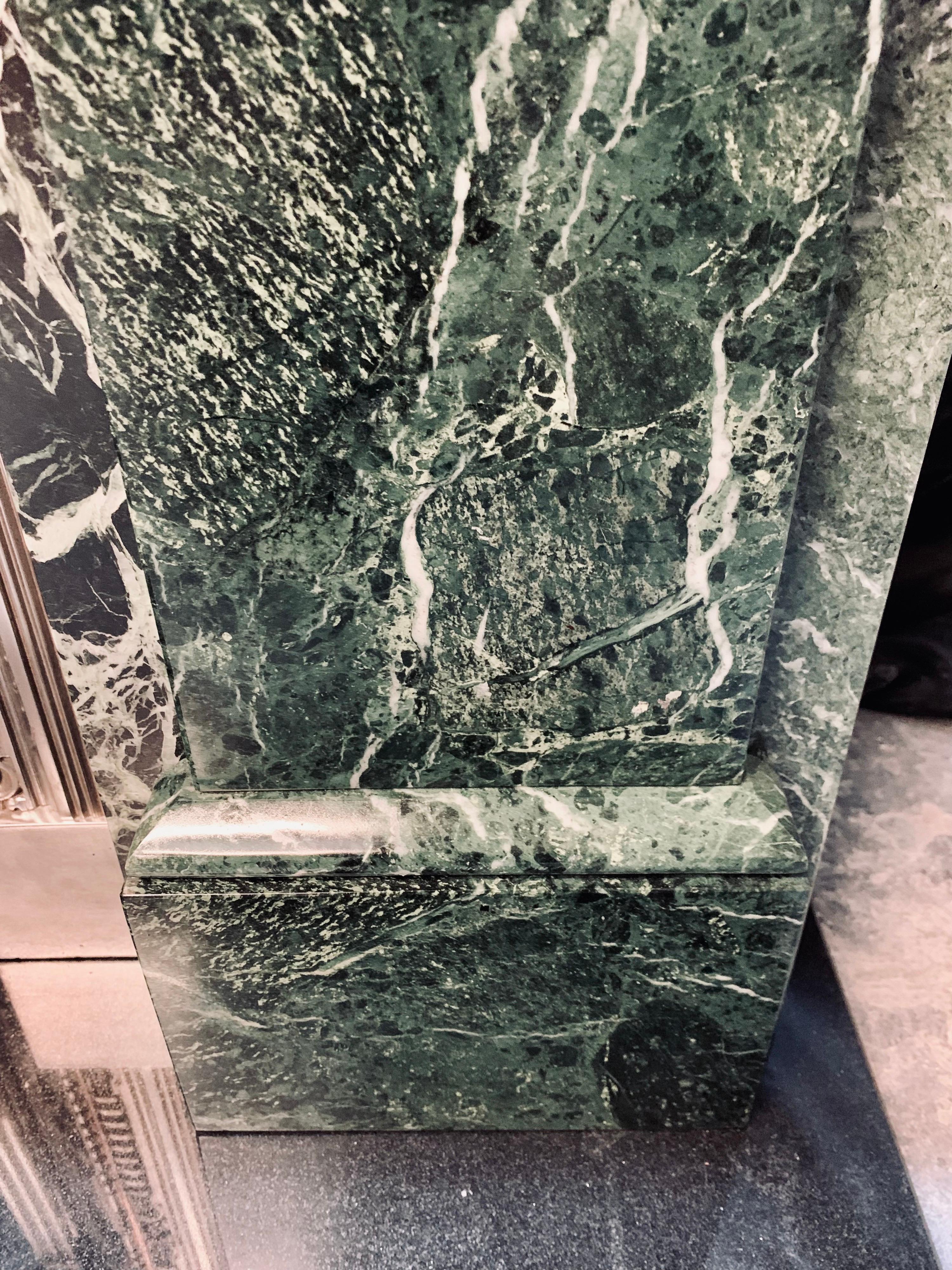 19th Century Verde Antico Marble Corbeled Fireplace Surround For Sale 7