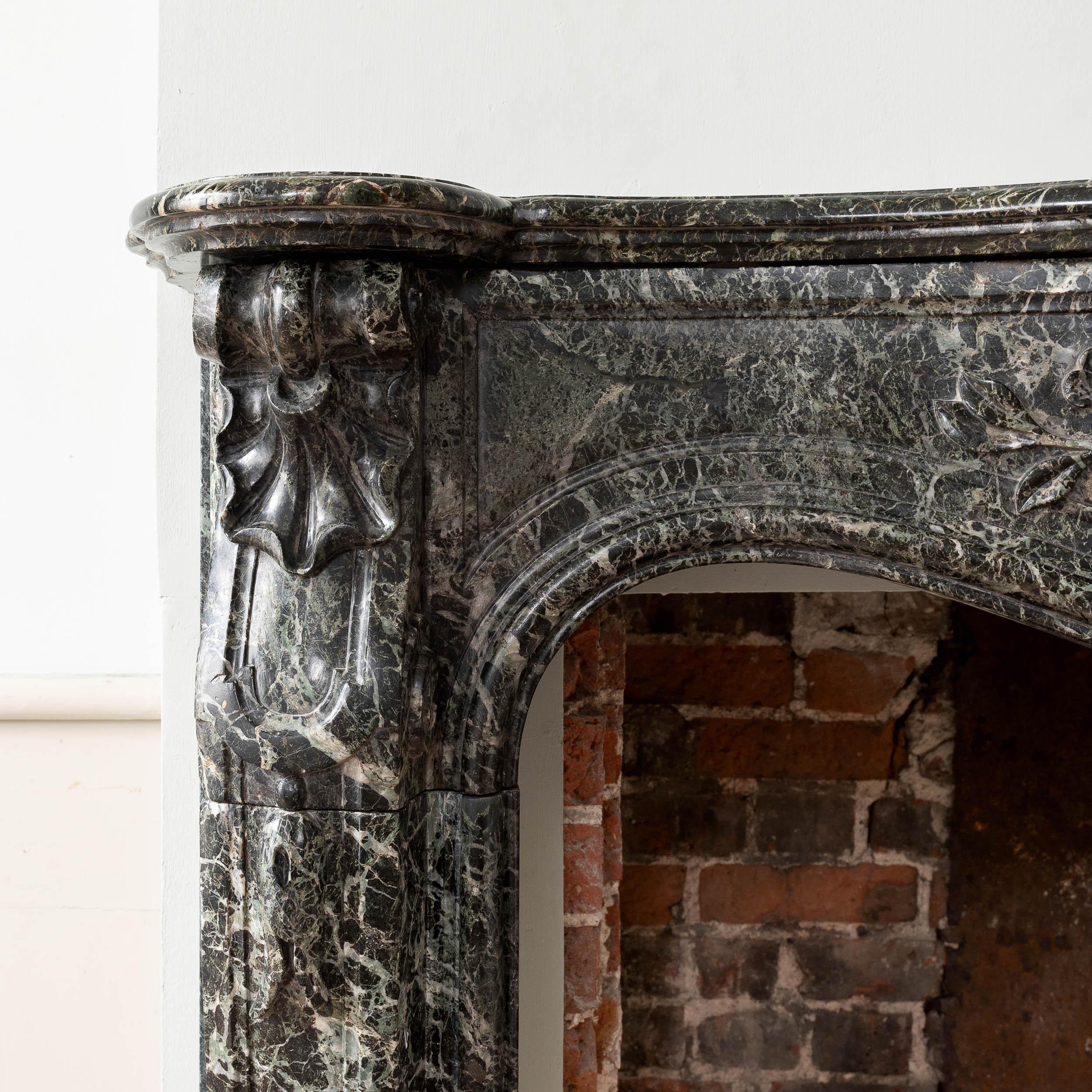 European 19th Century Verde Tinos Fireplace For Sale