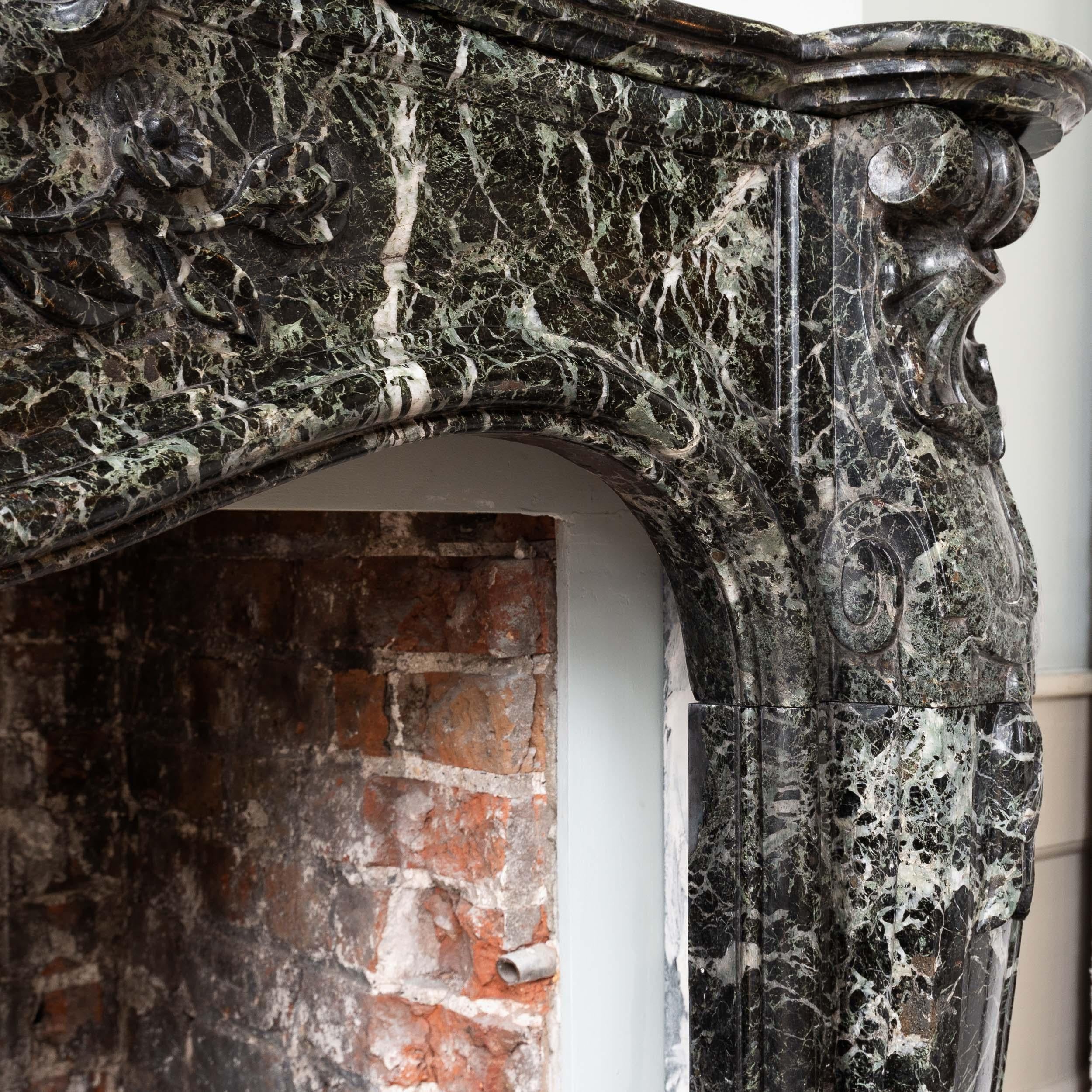 Marble 19th Century Verde Tinos Fireplace For Sale