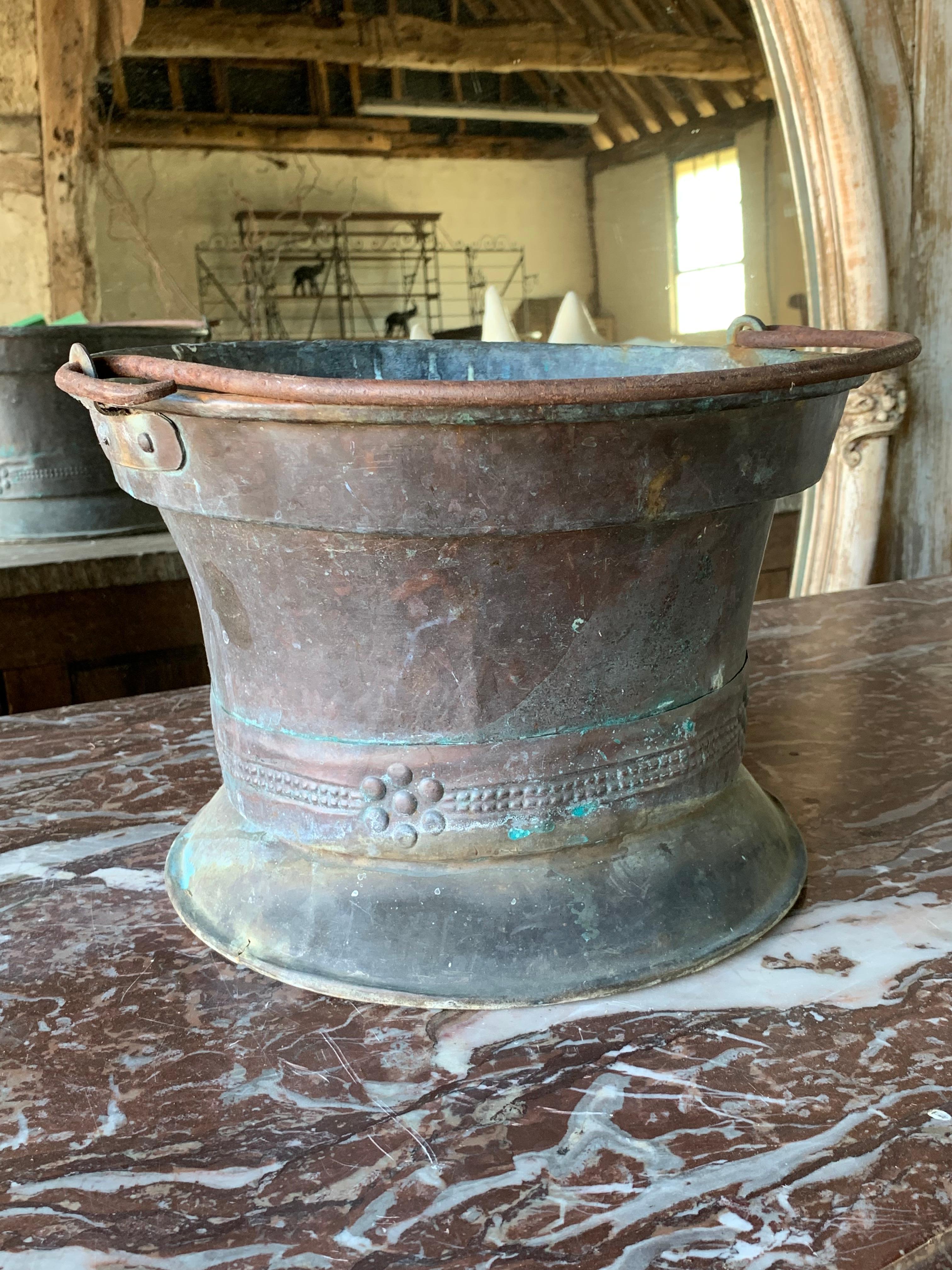 Hand-Crafted 19th Century Verdigris Copper Planter