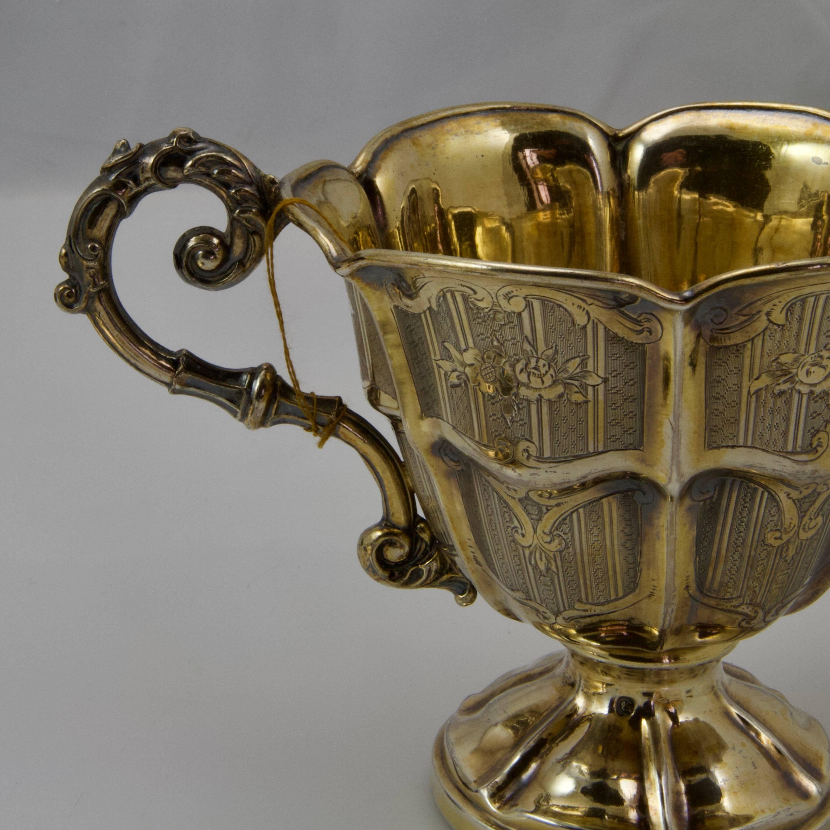 19th Century Vermeil Decorative Chocolate Cup Made in Paris For Sale 6