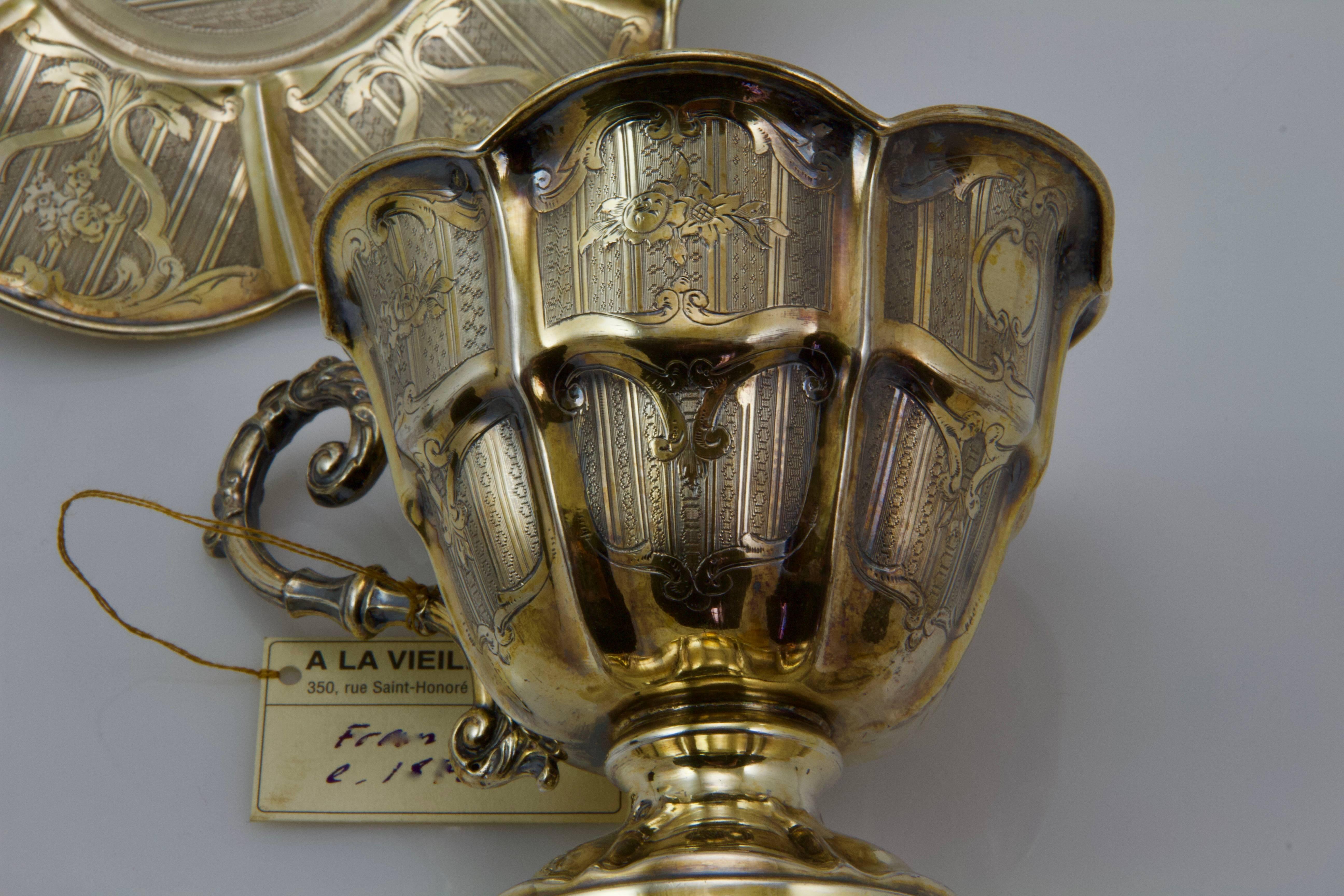 19th Century Vermeil Decorative Chocolate Cup Made in Paris For Sale 3