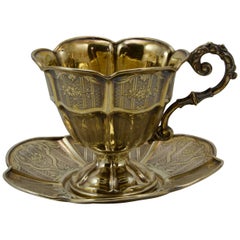 Antique 19th Century Vermeil Decorative Chocolate Cup Made in Paris