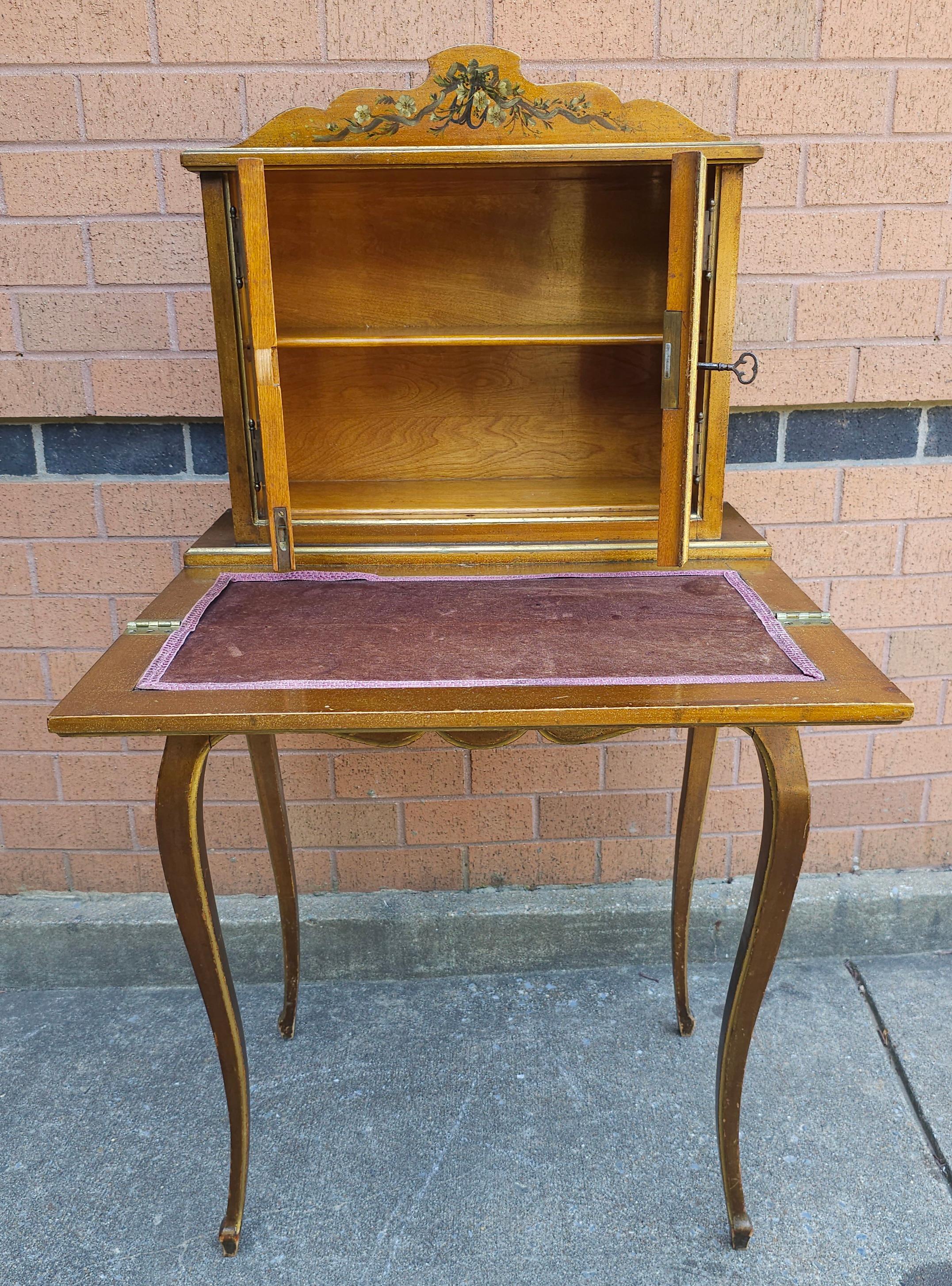 19th Century Vermis Martin Style Bonheur Du Jour Secretary Desk In Good Condition For Sale In Germantown, MD