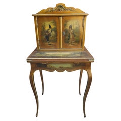 Antique 19th Century Vermis Martin Style Bonheur Du Jour Secretary Desk
