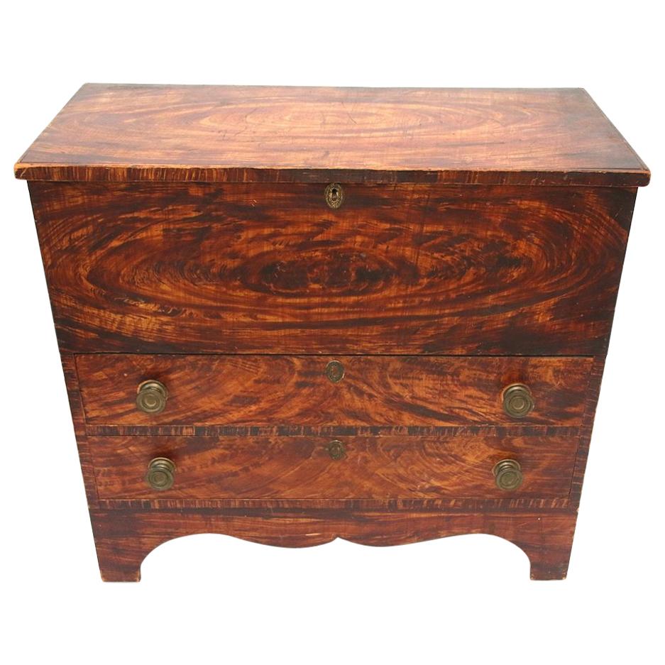 19th Century Vermont Grain Painted Blanket Chest For Sale