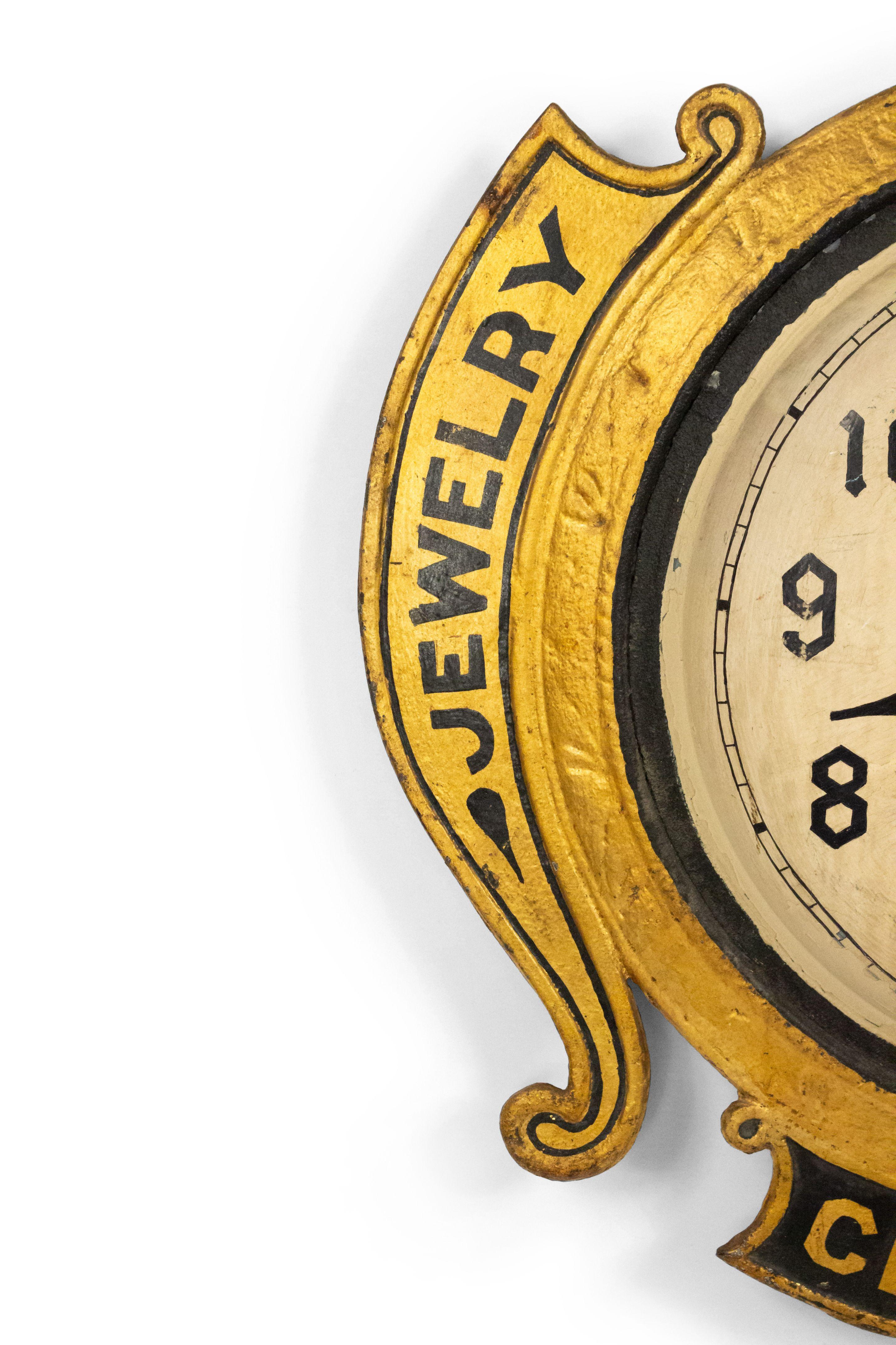 Amerikanisches Country Tole Gold-Uhrschild (19. Jahrhundert) im Angebot