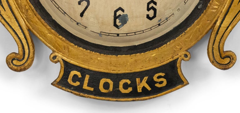 American Country Tole Gold Clock Sign For Sale at 1stDibs