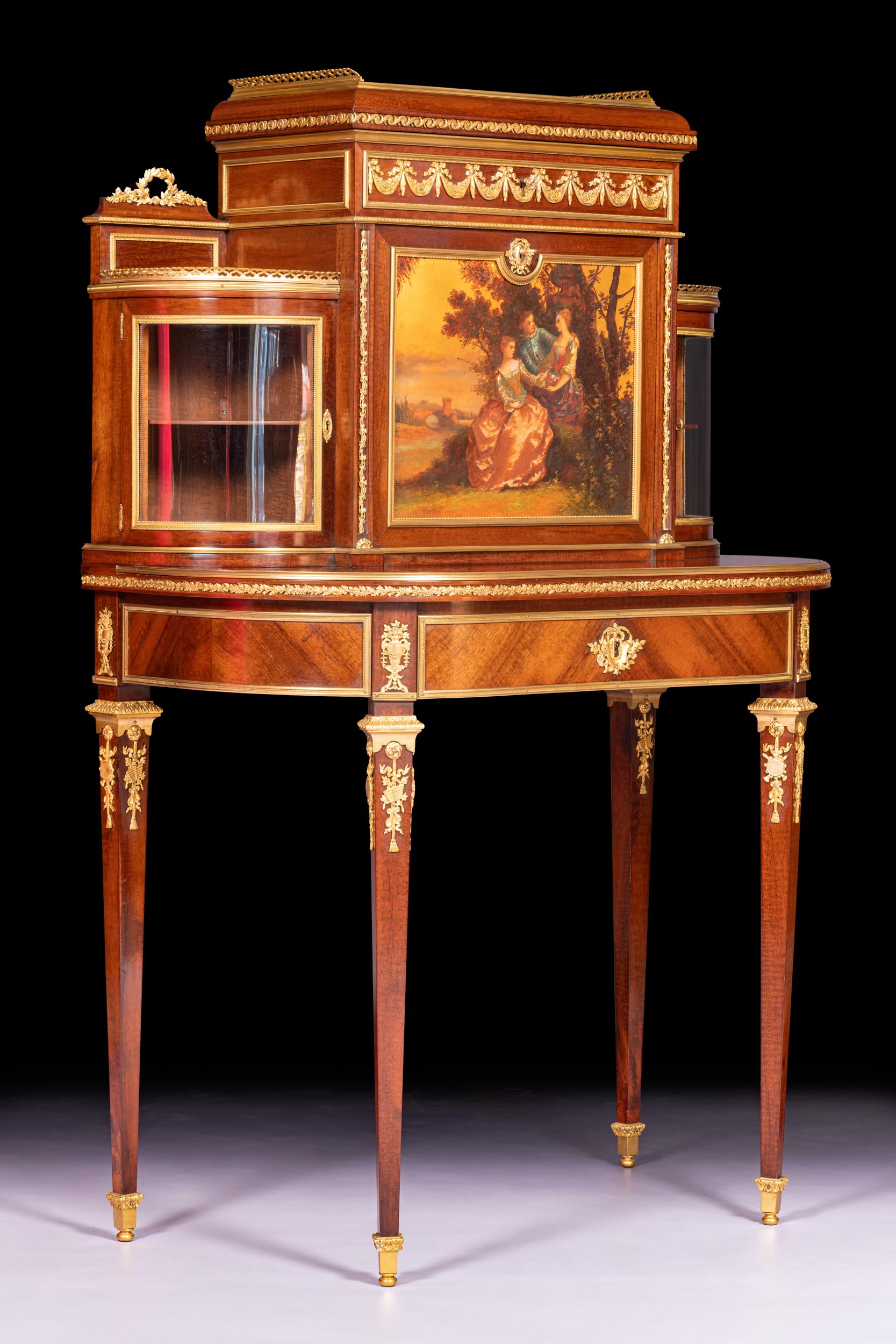 Similoro Gabinetto Secretaire francese in Vernis Martin del XIX secolo attribuito a Paul Sormani in vendita