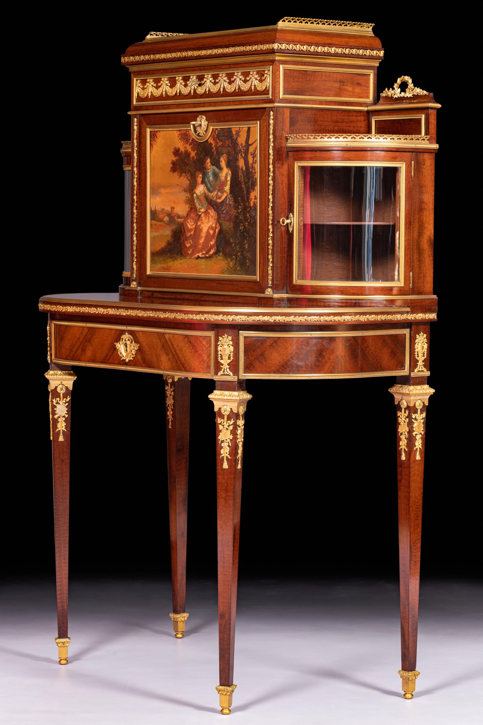 Gabinetto Secretaire francese in Vernis Martin del XIX secolo attribuito a Paul Sormani in vendita 2
