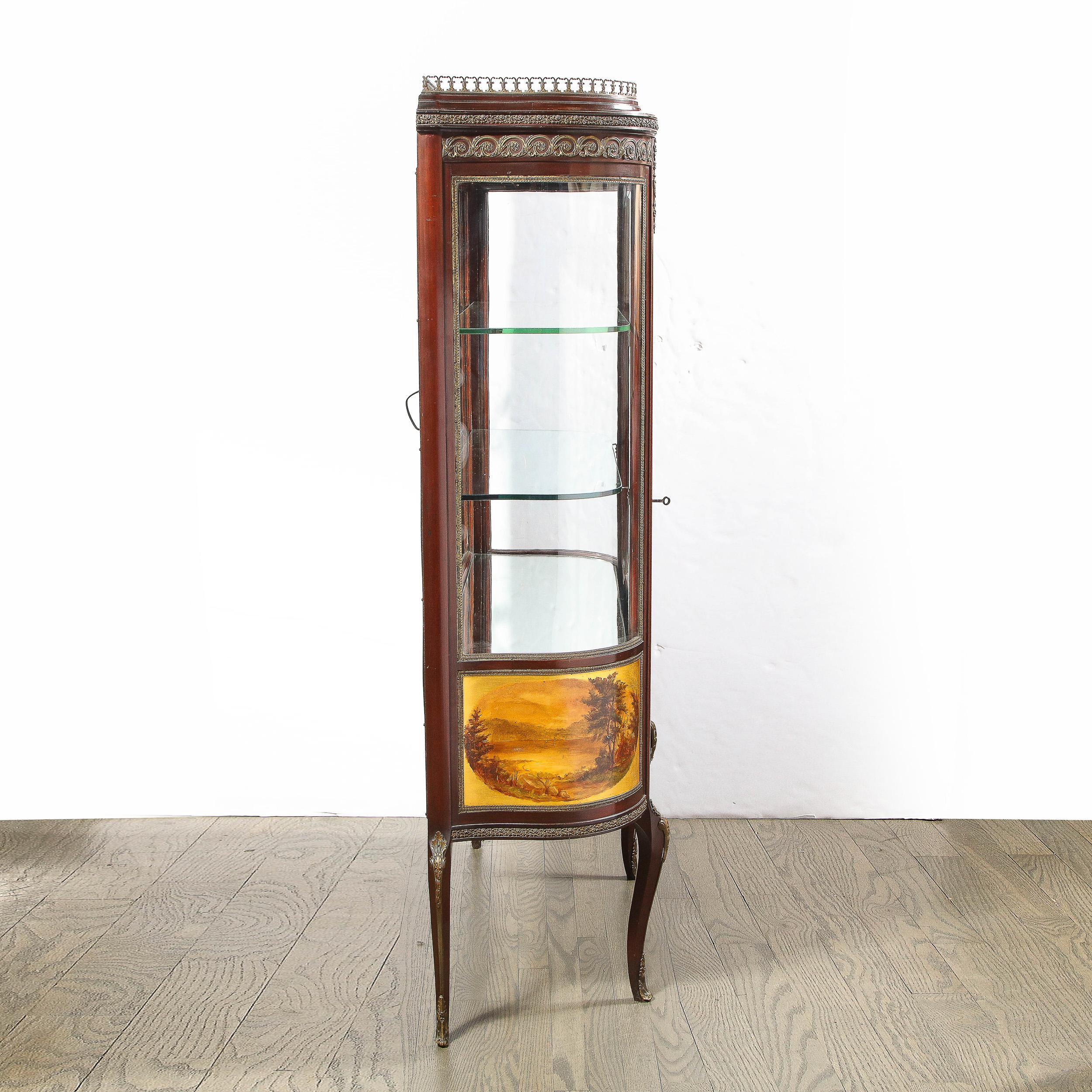 French 19th Century Vernis Martin Handpainted Neoclassical Giltwood & Bronze Vitrine For Sale
