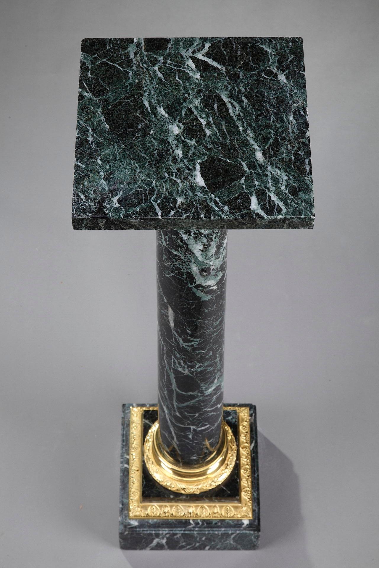19th Century Vert-de-Mer Marble Pedestal 2