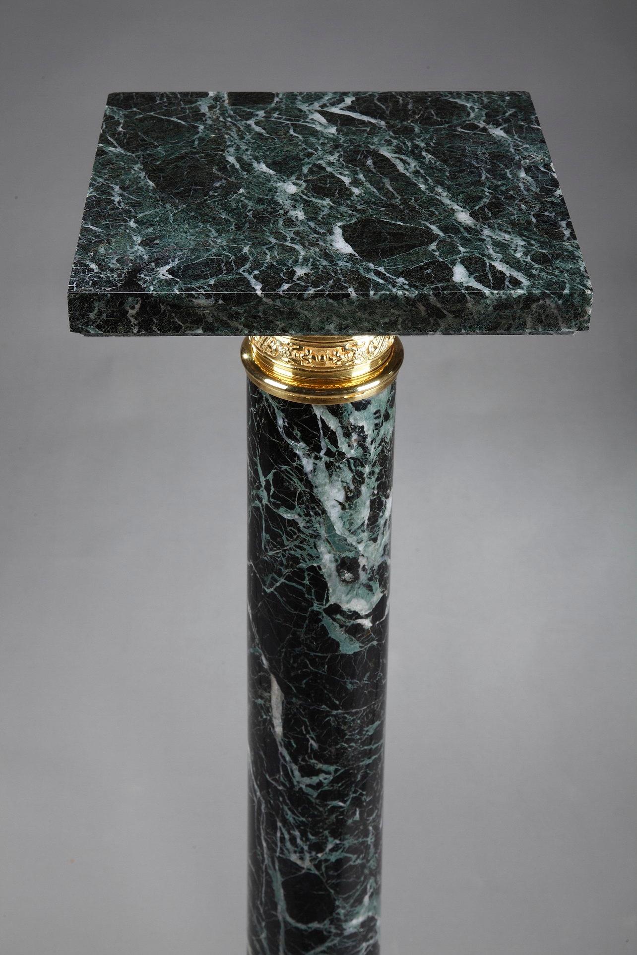 French 19th Century Vert-de-Mer Marble Pedestal