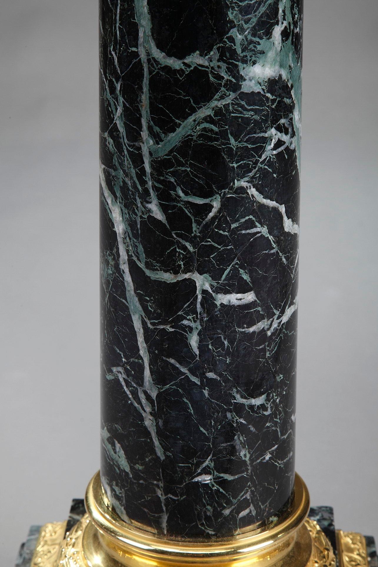 19th Century Vert-de-Mer Marble Pedestal In Good Condition In Paris, FR