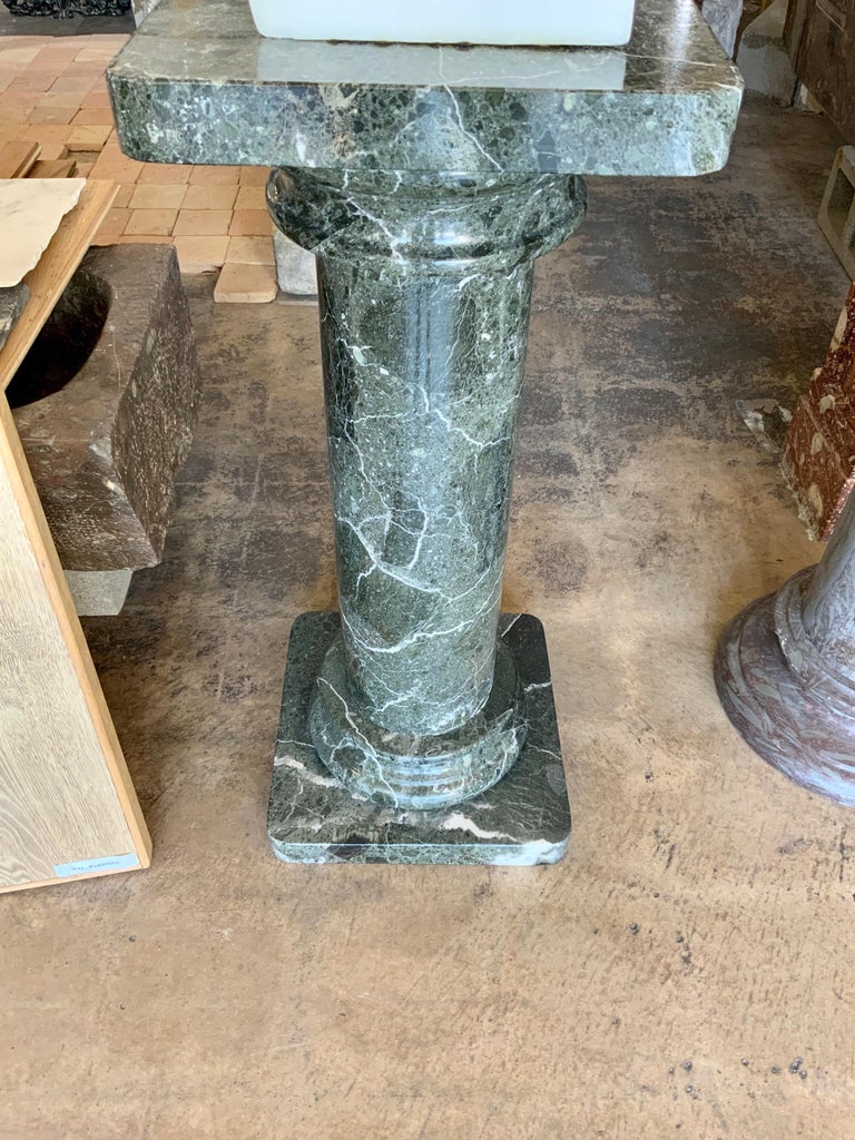 19th Century "Vert de Mer" Marble Pedestal from France For Sale at 1stDibs